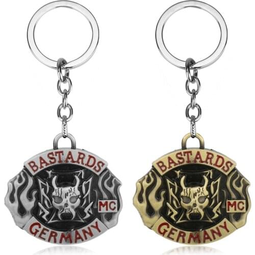 Dongsheng Popular Music Rock Band Key Chain Trinket Fashion Bastards MC Germany LOGO Key Ring Holder Pendant Chaveiro Jewelry