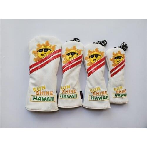 SUNSHINE HAWAII Golf Head Cover PU Leather Golf Driver Head Cover + Golf Fairway Woods Head Cover + UT Head Cover EMS Shipping