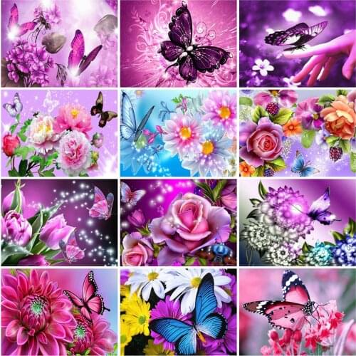 HUACAN Picture By Numbers Butterfly Flower Oil Painting Animals Hand Painted Acrylic On Canvas DIY Wall Art Gift Home Decoration