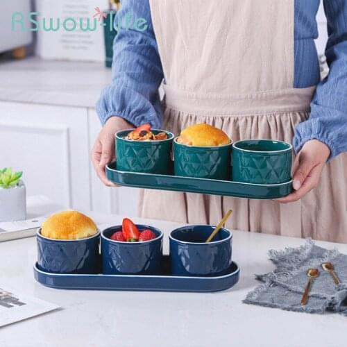 Ceramic Creative Baking Bowl Double Skin Milk Dessert Bowl Cup Pudding Cup Steamed Cake Bowl Oven Tableware Baking Cup