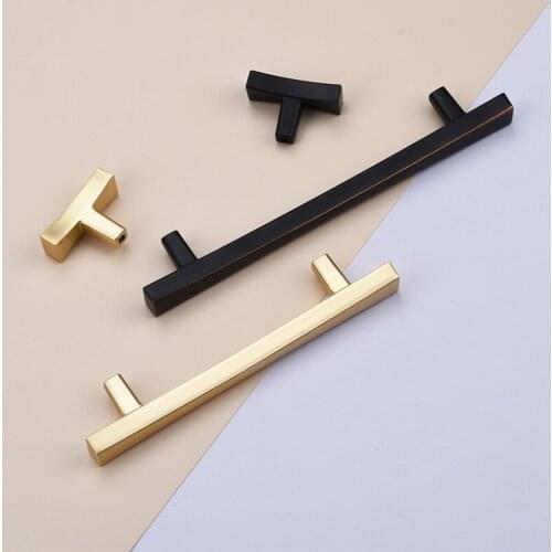 Nordic Cabinet Door Handle Modern Minimalist Black Wardrobe Single-hole Handle Golden Drawer Cabinet Long Handle