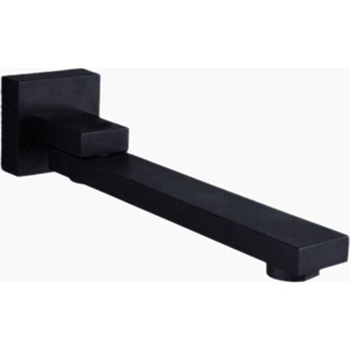 Black Solid Brass Wall Outlet Wall Mounted shower Spout Swivel Bath tub 180 degree Folding Shower Mixer Faucet Spout Filler