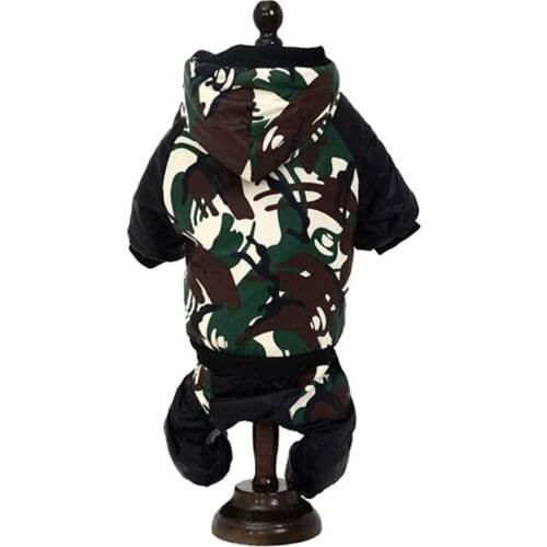 Pet Dog Clothes Autumn And Winter Small And Medium-Sized Dogs Camouflage Hooded Cotton-Padded Clothes Four-Legged Thickened