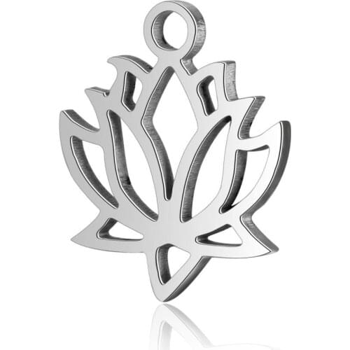 All Polished Laser Cut Stainless Steel Lotus Charm Ornaments DIY Pendant Accessories Wholesale 50pcs