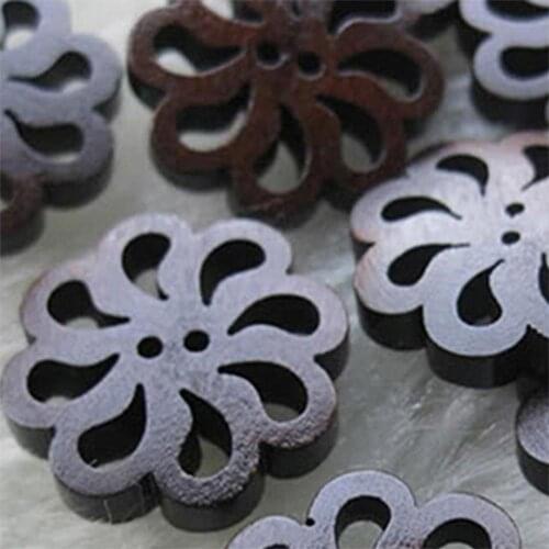 Useful 40 Pcs Hollow Round 2-Holes Sewing Scrapbooking DIY Wooden Buttons Clothing Accessories Sewing Decoration Anchor Decor