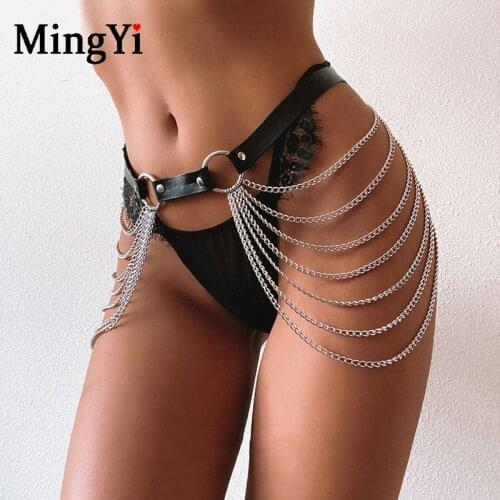 New Sexy Waist Chain Belt Punk Body Chain Skirt Waist Straps Festival Party Belts Goth Tassel Chain Belt Girls Harness Club Wear