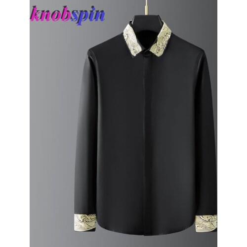 Brand Business Mens Shirt Long sleeve Slim Camisas masculina Brand quality Embroidery Shirts for men Solid Color Clothes Male