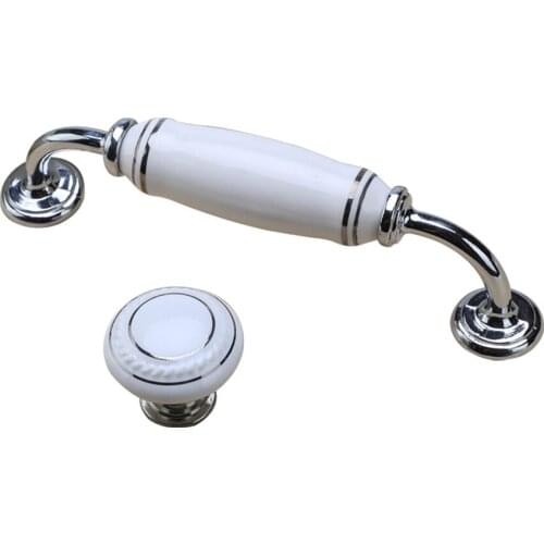 5" modern simple fashion silver white ceramic kitchen cabinet cupboard door handle silver chrome drawer shoe cabinet knob pull