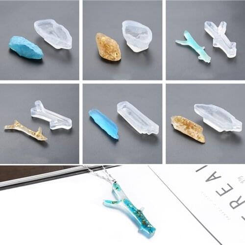 2PCS DIY Simulation Clear Silicone Mold Crystal Drop Glue Dry Flower Embossed Wax Mold Stone Wood Mould Soap Pendant DIT Mould