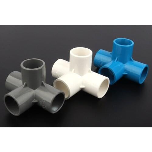 2pcs/lot 25mm PVC Connector Stereoscopic 4Ways Drip Irrigation Fittings Garden Water Connectors Aquarium Tank DIY Pipe Adapter