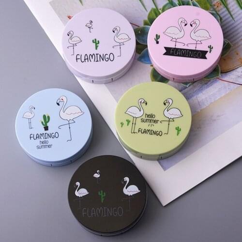 Hot Sale 1pcs Small Colored Flamingo Contact Lenses Case Travel Mirror Eyewear Cases Kit Invisible Glasses Box High Quality