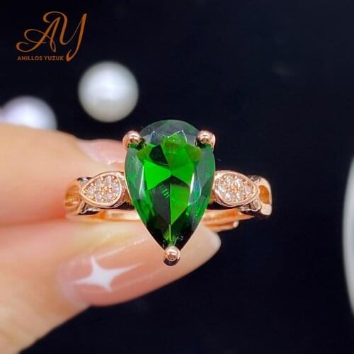 Anillos Yuzuk Women Rings 925 Silver Jewelry Ring With High Quality Green Water Drop Cubic Zirconia Wedding Anniversary Gifts