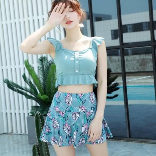 Korea Style 2021 Swimsuit Womens Split Bikini Casual Print Sexy Two Pieces Swimsuit Girl Bikini