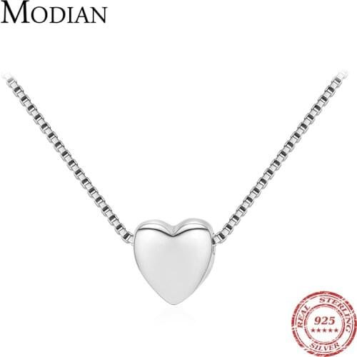 Modian Silver Tiny Heart Exquisite Necklace Fashion 925 Sterling Silver Simple Love Pendant Necklaces For Women Fine Jewelry