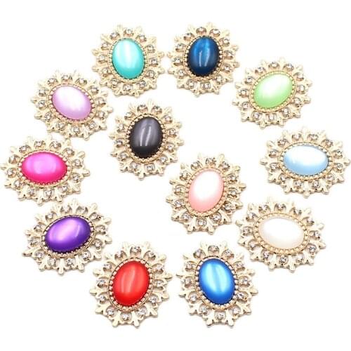 ZMASEY 10Pcs new 30x25MMalloy oval flat bottom rhinestone buckle, DIY handmade hair accessories, clothing decoration accessories