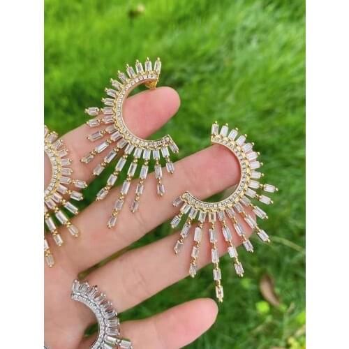 1Pairs, Fashion Gold Zirconia For Party Gold Filled Crystal CZ Micro Pave Charm Elegant Hoop Earring Jewelry Gifts