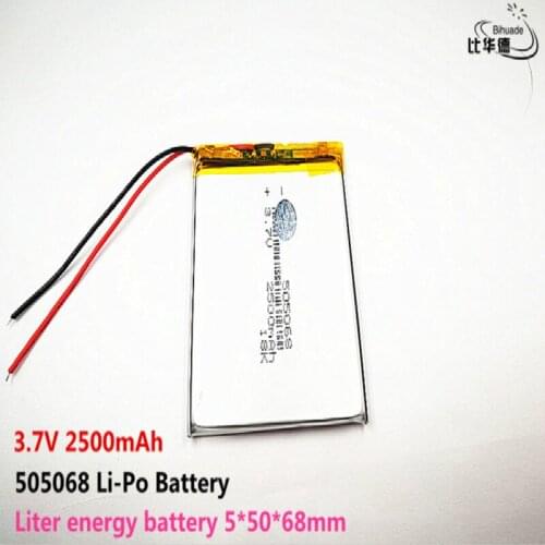 10pcs Liter energy battery Good Qulity 3.7V,2500mAH,505068 Polymer lithium ion / Li-ion battery for TOY,POWER BANK,GPS,mp3,mp4