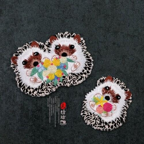 10pcs/lot Embroidery Patch Clothing Hedgehog Animal Fashion Denim Down Jacket Dress Decorative Applique Iron Heat Tranfer