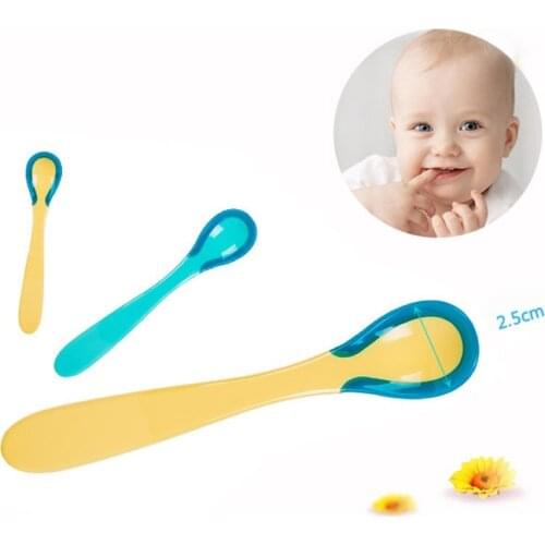2Pcs/Set Baby Temperature Sensing Spoon Set Safety Silicone Feeding Flatware Spoon Kids Infant Tableware Children Dinnerware