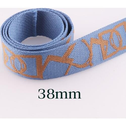 3 YARDS 1 1/2 inches Blue Cotton Webbing Ribbon Purse Strap Jacquard Canvas Pattern Handbag Nylon Webbing 38MM