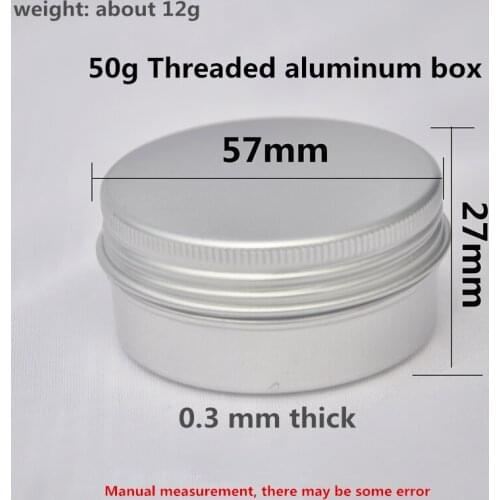 50g Aluminum Tin Jars Lip Balm Tin Container With Screw Thread Lid Recess Bottom Compote Handmade soap Packaging Aluminum Jar