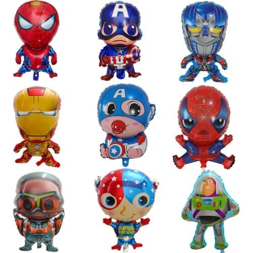 50pcs Super Hero Balloons Avengers Spider red man iron Foil Balloon Children Birthday Party Kids Toys Decoration Supplies