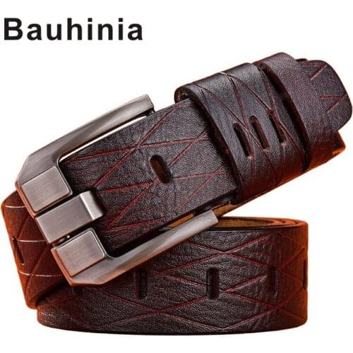 Bauhinia brand crocodile mens retro pin buckle three 105-125cm outdoor all-match high-quality leather mens belt