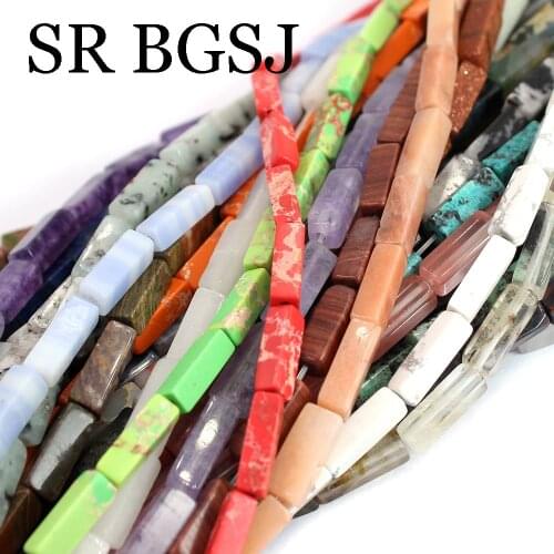 Free Shipping 4x14mm Hot Sale Jewelry diy Keshi Rectangle Agat Amazonite Gems Stone Beads Strand 15"