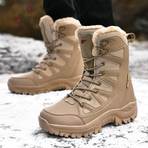 New Unisex Winter Warm Plush Military Tactical Snow Boots Mens Outdoor Desert Combat Sneakers Women Spring/Autumn Army Shoes