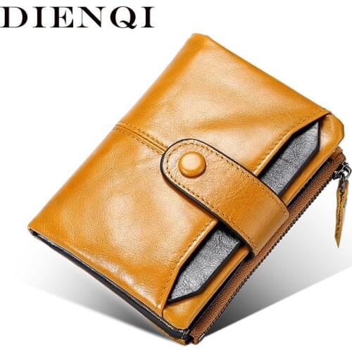 DIENQI Real Genuine Leather Men Wallets Rfid Card Holder Slim Small Wallets Money Bags Male Man Wallet With Coin Pocket Walet