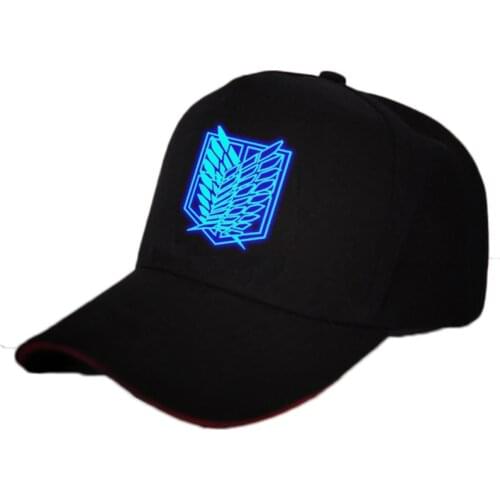 HOT Anime Attack on Titan Cotton Printing Sun Sport Hat Luminous Soft Hat Baseball Cap unisex Accessories Cosplay Hip-Hop Gift