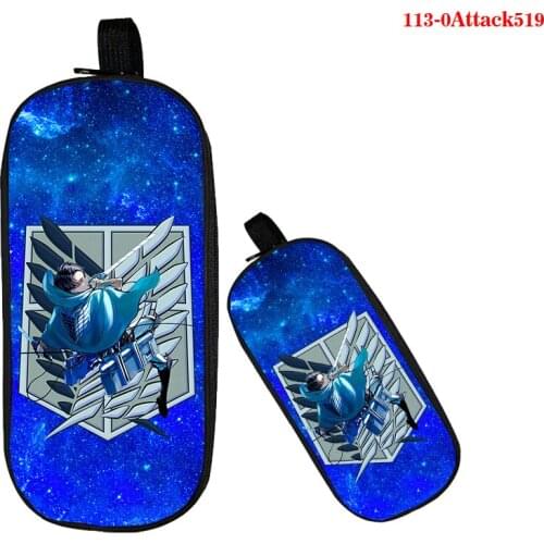 Hot Sale Attack on Titan Pencil Case Shingeki No Kyojin 3D Print Pen Bag Pencil Box Stationery Double Layer Cosmetic Case Pouch