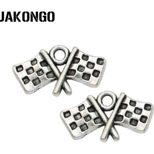 JAKONGO Antique Silver Plated Flag Charms Pendant for Jewelry Making Bracelet Earrings Accessories DIY 13x22mm 20PCS/lot