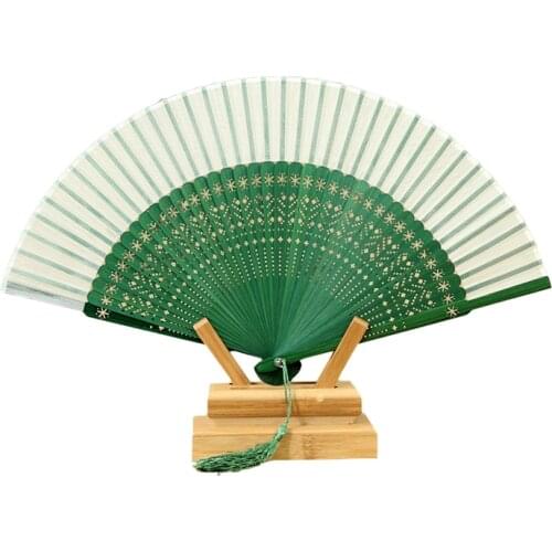 Chinese Style Hand Fan Carved Dance Folding Fan for Wedding Party Vintage Home Decoration Ornaments