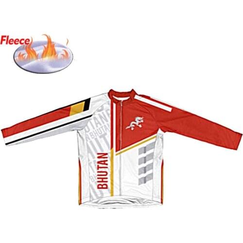 Hot Classic Bhutan Mens Cycling Jersey Long Sleeve Retro Winter Thermal Fleece MTB Bicycle Road Outdoor Wear Bike Clothing