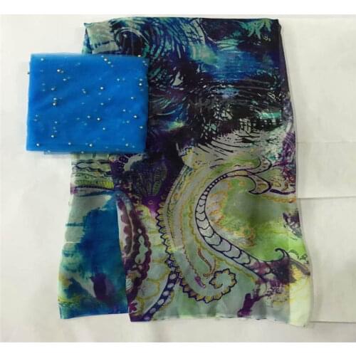 LX!Fashion High Quality African Silk Chiffon Printed Fabric For Ladies To Wear Soft And Comfortable Printed Silk Fabric! F33023