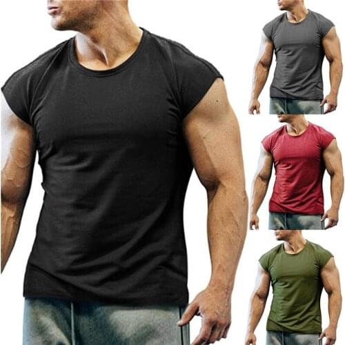 2021 New Muscle Men T Shirt Fitness T-shirts Mens O Neck Man Black T-shirt For Male T Shirt S-2XL 4 Colors