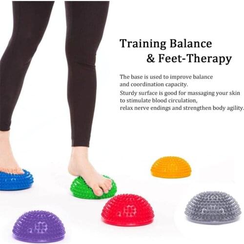 Yoga Balance Ball PVC Inflatable Yoga Balls Anti-slip Half Massage Point Fit ball Balance Ball for Gym Fitness Pilates