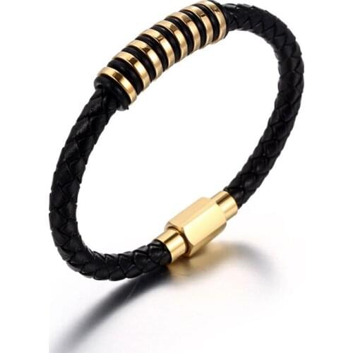 Latest Popular Leather Vintage Gold Color Classic Bracelet For Gentleman Charm Wristand Accessories Jewelry Girl Boy Gifts