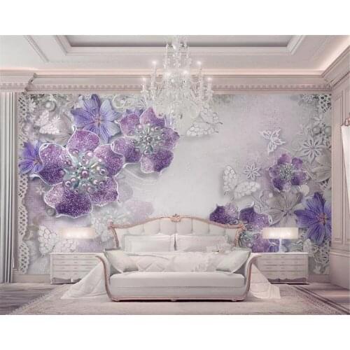 Beibehang wallpaper noble gorgeous purple European flower3d TV background wall papel de parede wallpaper for walls 3 d tapeten