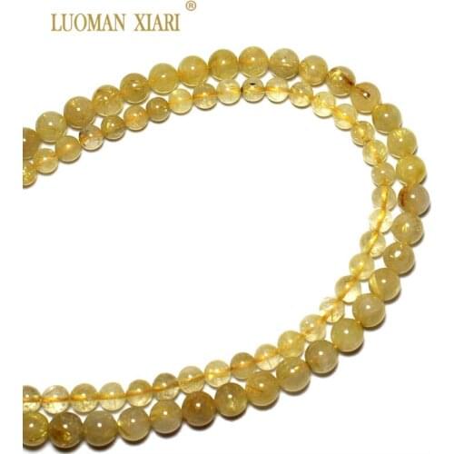 Wholesale 100% Natural AAA Gold Rutilated Quartz Crystal Stone Beads For Jewelry Making DIY Bracelet Necklace 6/8mm Strand 15