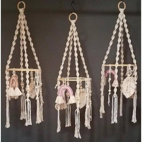 Nordic cotton rope woven aerial pendant, bamboo loop pendant, childrens room, baby room decoration