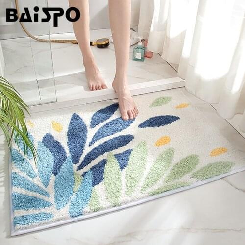 BAISPO Simple Bath Mat On The Floor Anti Slip Fast Water Absorption Home Bedroom Living Room Carpet For Bathroom Accessories