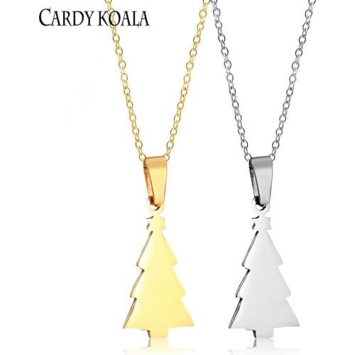 Christmas tree titanium steel simple pendant necklace female clavicle chain couple accessories tide