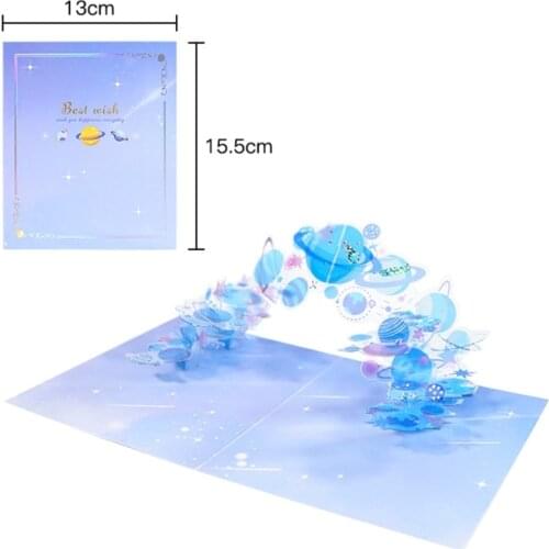 3D Pop-up Christmas Crystal Planet Greeting Cards Birthday Postcards Invitations GXMA