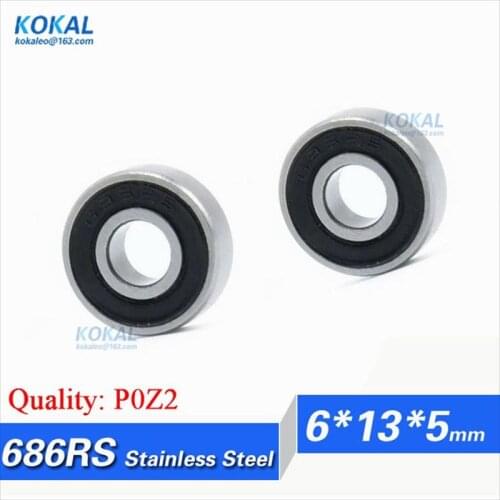[S686RS-P2]Free Shipping 10pcs stainless steel S686RS machine ball bearing 628/6 bearing 6*13*5mm micro inner 6mm bearing