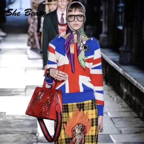 She Beaty Runway Sweater Women High Street 2021 Autumn Winter Fashion Clothes O-Neck Loose Long Sleeve Knitted Pullovers Jumpers