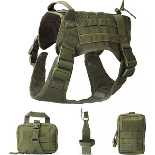 Tactical Service Dog Vest Adjustable Military Modular Harnes Clothes Training Hunting Sports Belt Nylon Molle Vest with Bags