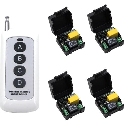 Smart Home Remote Switch AC 220V 4CH Light Lamp LED SMD Remote ON OFF Switch Long Range Handheld Transmitter 4Keys Hot Sale