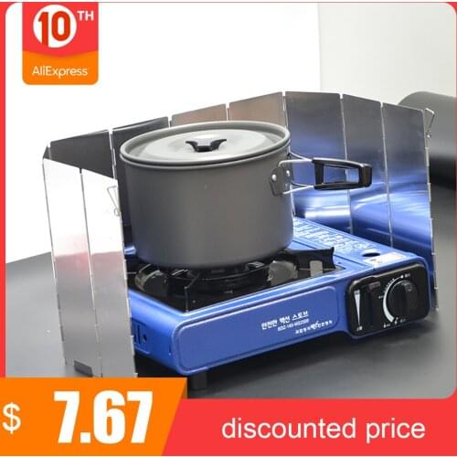 10 Pcs Foldable Gas Stove Windshield Outdoor Camping Cooking Burner Windproof Screen Aluminium Alloy Outdoor Stove Wind Shield